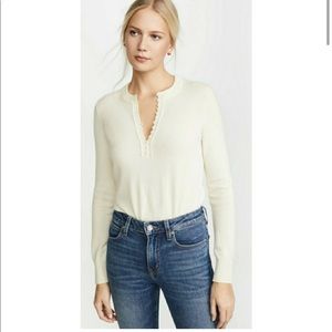 Theory Cashmere Henley Sweater In Ivory - size small